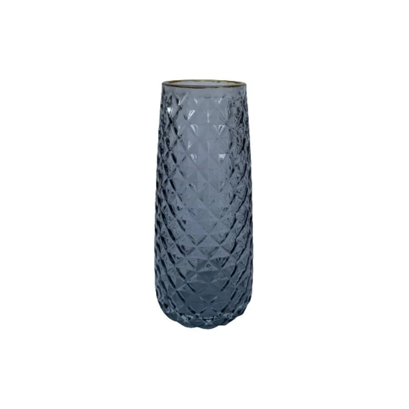 Vase en verre avec bordure doré, D6,5xH21CM - SOLENE