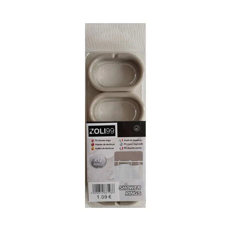 Crochets pour rideau de douche beige,12pcs, 6x15CM - OXY
