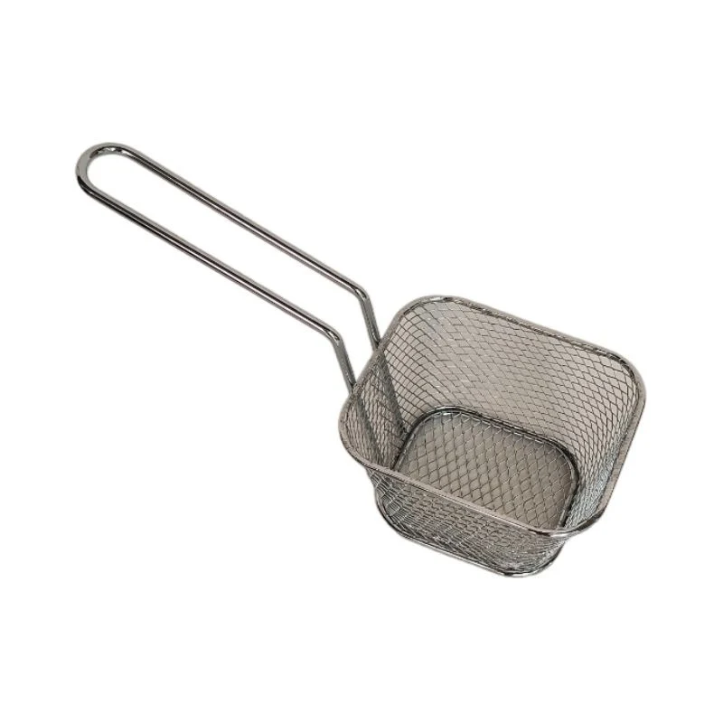 Panier à frites carré en acier inoxydable, 8,5x6,5x22cm