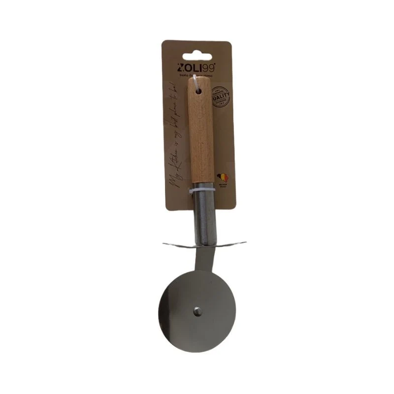 Découpe pizza en acier inoxydable et manche en bois 7,5xH22,5cm - COOK