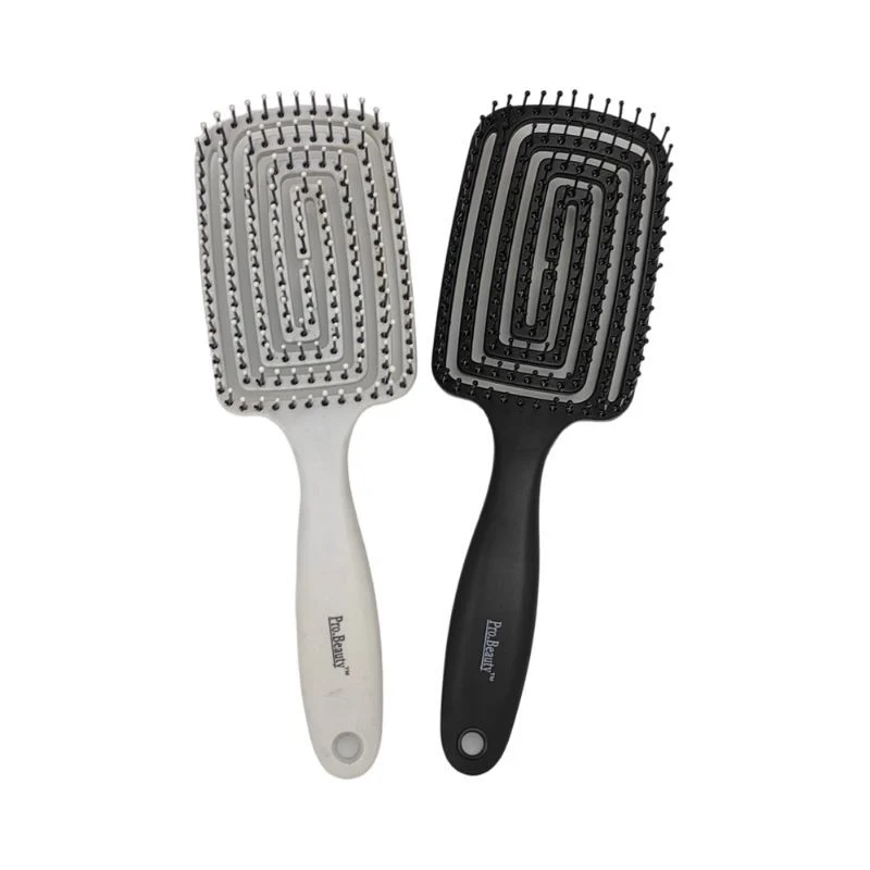 Brosse à cheveux 24x7,7cm, 2 coloris assortis noir/blanc