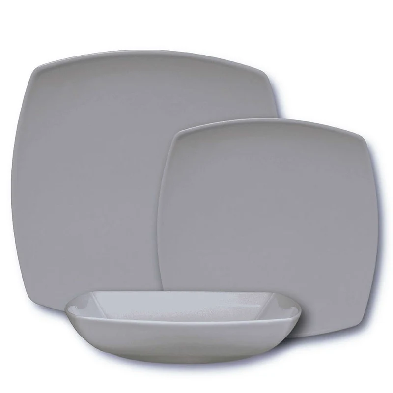 Assiette plate en céramique carrée GRISE 27x27CM - ALCEA GRIS