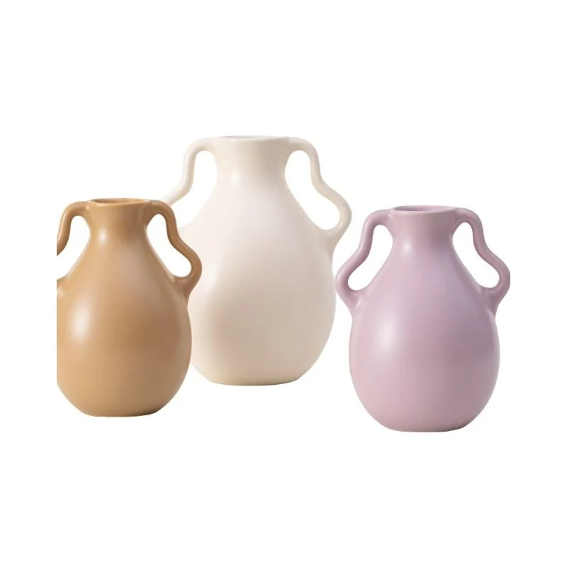 Vase en céramique 2 assorties blanc ou café, 16x8xH20,5 cm
