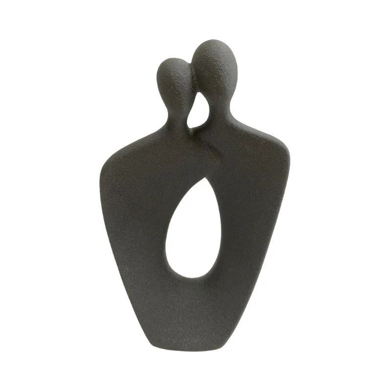 Statuette couple en céramique grise 14x5,5xH26 cm