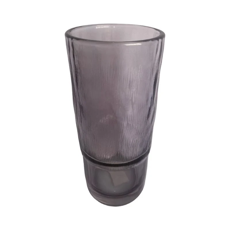 Vase en verre gris D10xH22,8 cm
