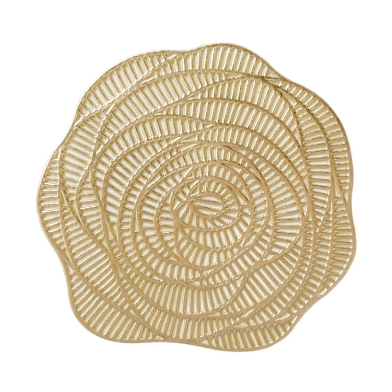 Set of 4 dessous de verre en forme de rose doré 10 cm
