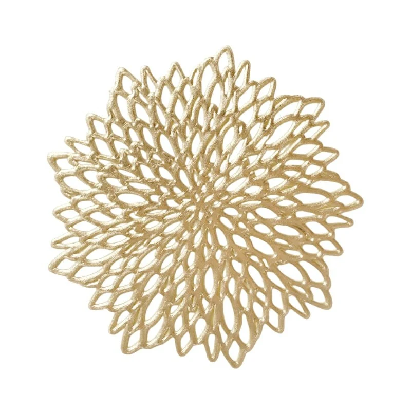 Set of 4 dessous de verre en forme de fleur doré D10 cm
