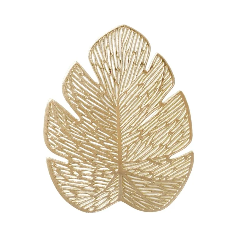 Set of 4 dessous de verre feuille doré 12CM