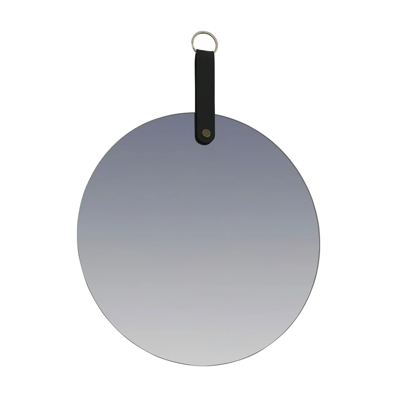 Miroir ZOEY a Suspendre avec anse en PU noir D25 cm