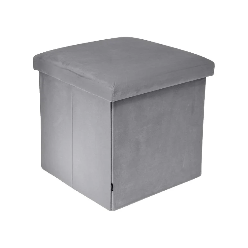 Pouf pliant coffre rangement en velours range tout