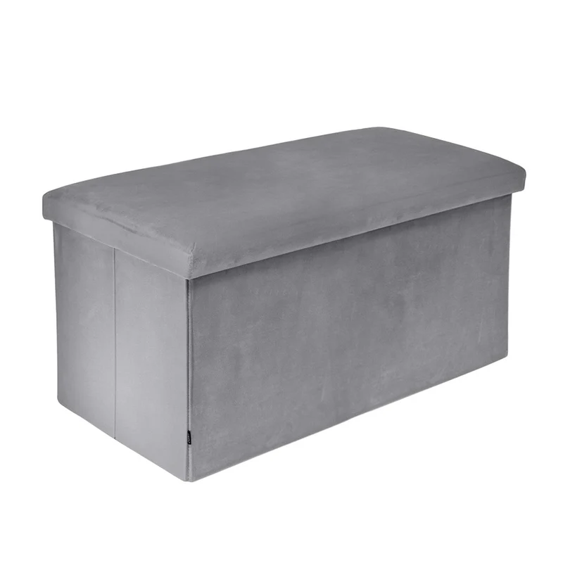 Banc pliant coffre de rangement velours range tout 76x38x38cm