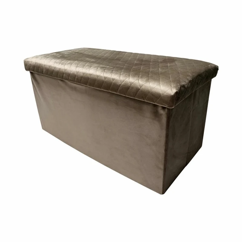 Banc coffre pliant velours avec assise capitonnée