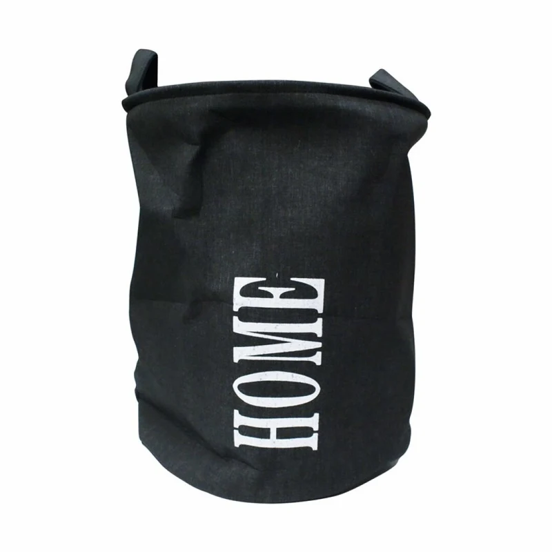 Set de 3 paniers rangement en tissu noir imprimé blanc - HOME