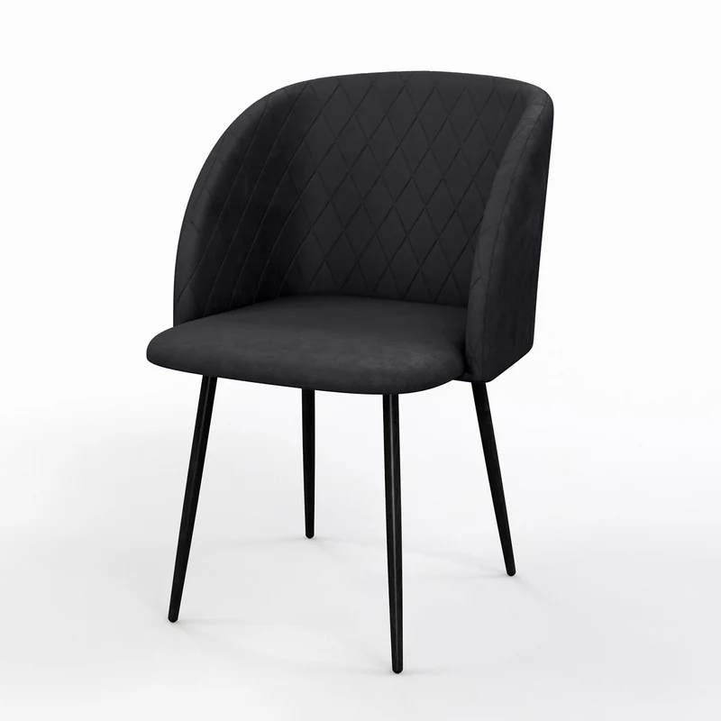 Chaise de salle à manger capitonnée tissu anti-tache-HESTER