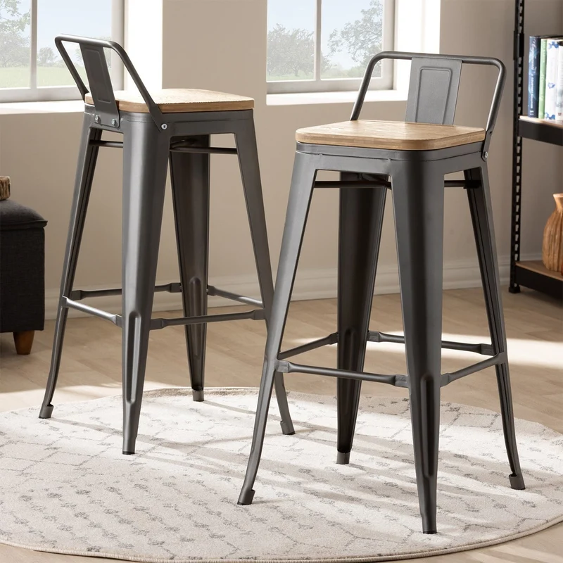 Tabouret de bar industriel avec dossier inspiré tolix Hauteur assise 66cm