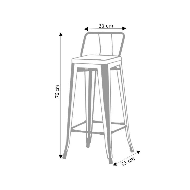 Tabouret de bar industriel avec dossier inspiré tolix Hauteur assise 66cm