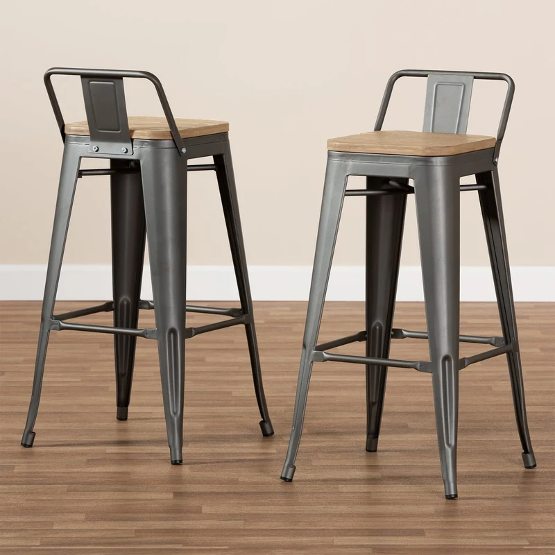 Tabouret de bar industriel avec dossier inspiré tolix Hauteur assise 66cm