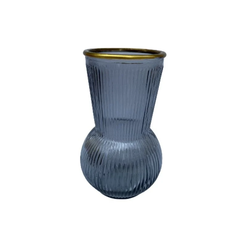 Vase en verre avec bordure doré, D9,5xH19CM - LIRA