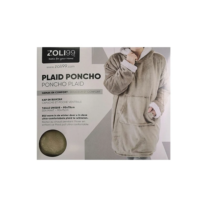 Plaid poncho adulte en fourrure double face, 90x75 CM
