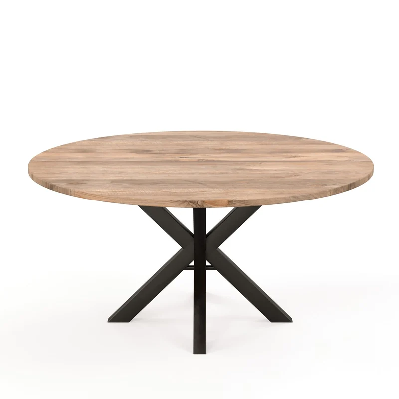 Table ronde en bois massif avec pied noir H76cm - SPRING