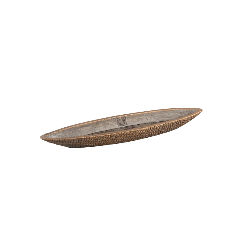 Vide poche Ovale imprimé croco en ciment doré S, 38x9xH45 cm - CROCO