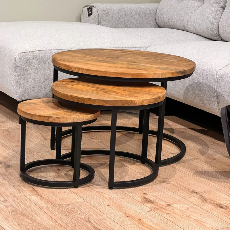 Set de 3 Tables basses en bois massif - DOLCE