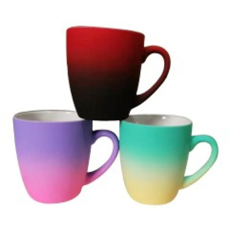 Set de 3 mugs ceram dégradé couleur néon av/anse, 370ml