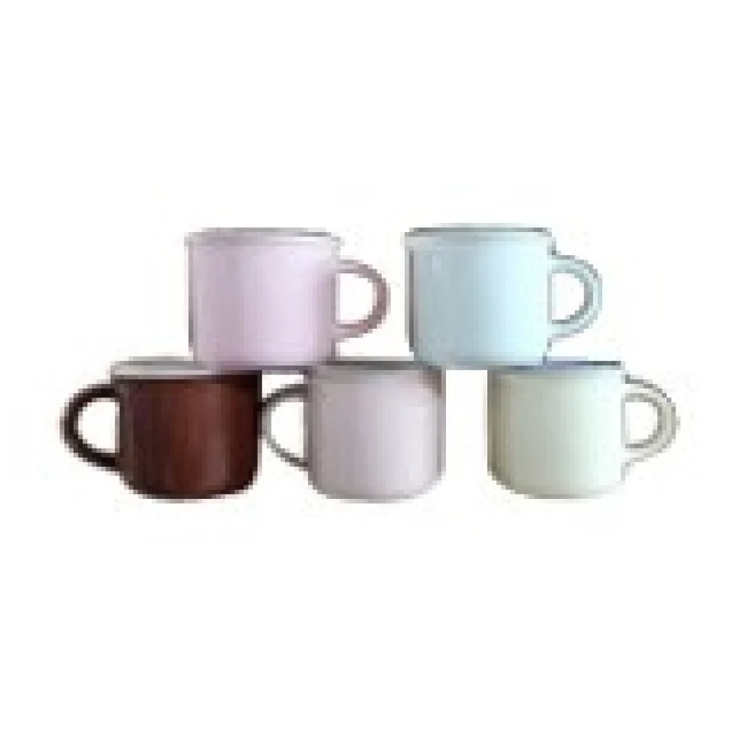 Set de 5 tasses ceram colorée av/anse, 220ml