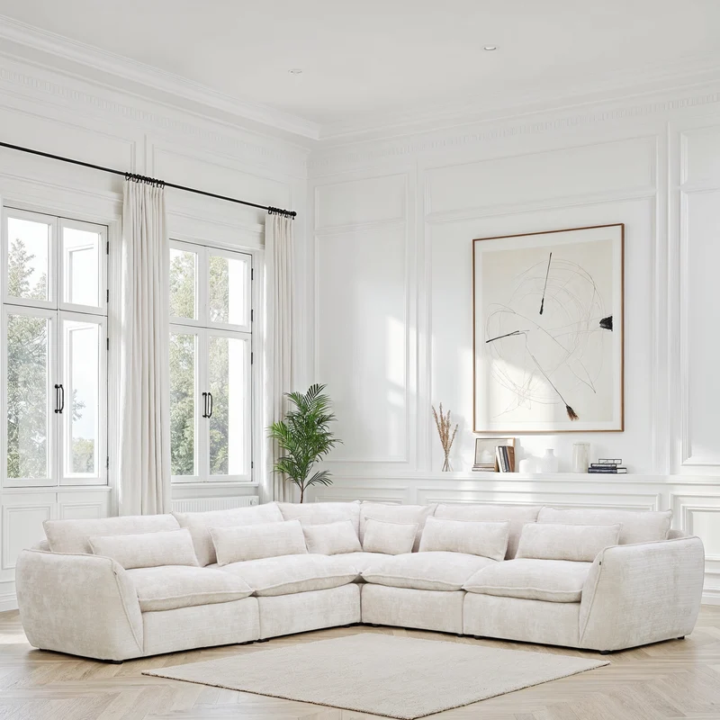 Grand Canapé d'Angle modulable 7 places en tissu 320x320xH90 cm -ANGELO