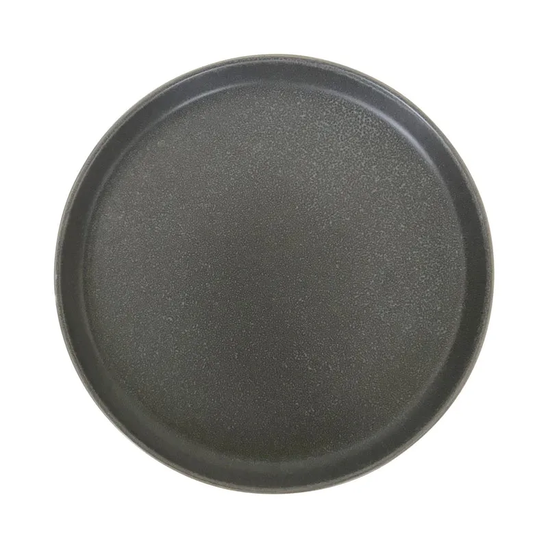 Assiette dessert à rebord en céramique gris, D20 cm - GRINIO