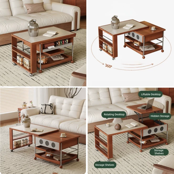 Table basse de bureau relevable et pivotante MUSE