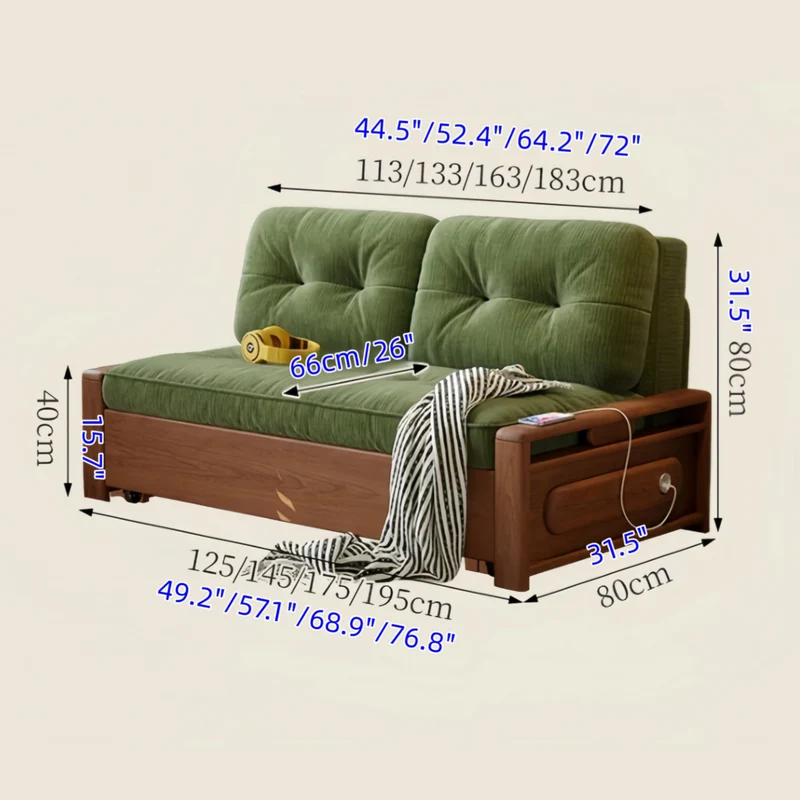 Canapé-lit convertible 3 en 1 en tissu chenille avec rangement intégré