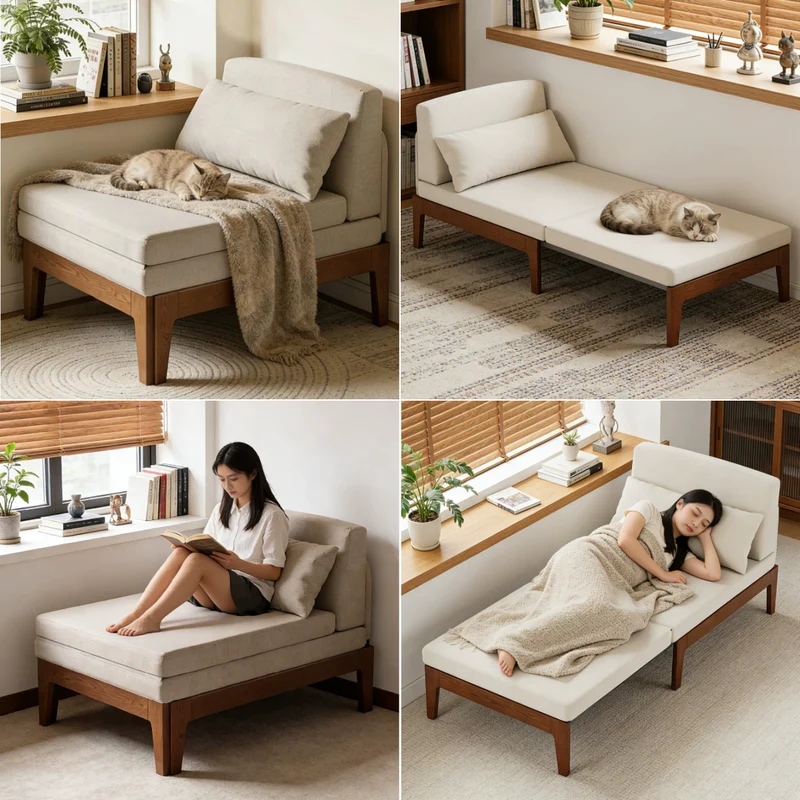 Lit de jour convertible futon en bois massif