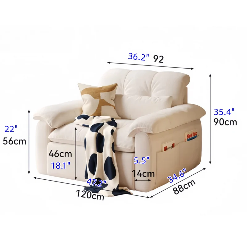 Canapé-lit convertible FatCat en velours suédé microfibre avec poches latérales