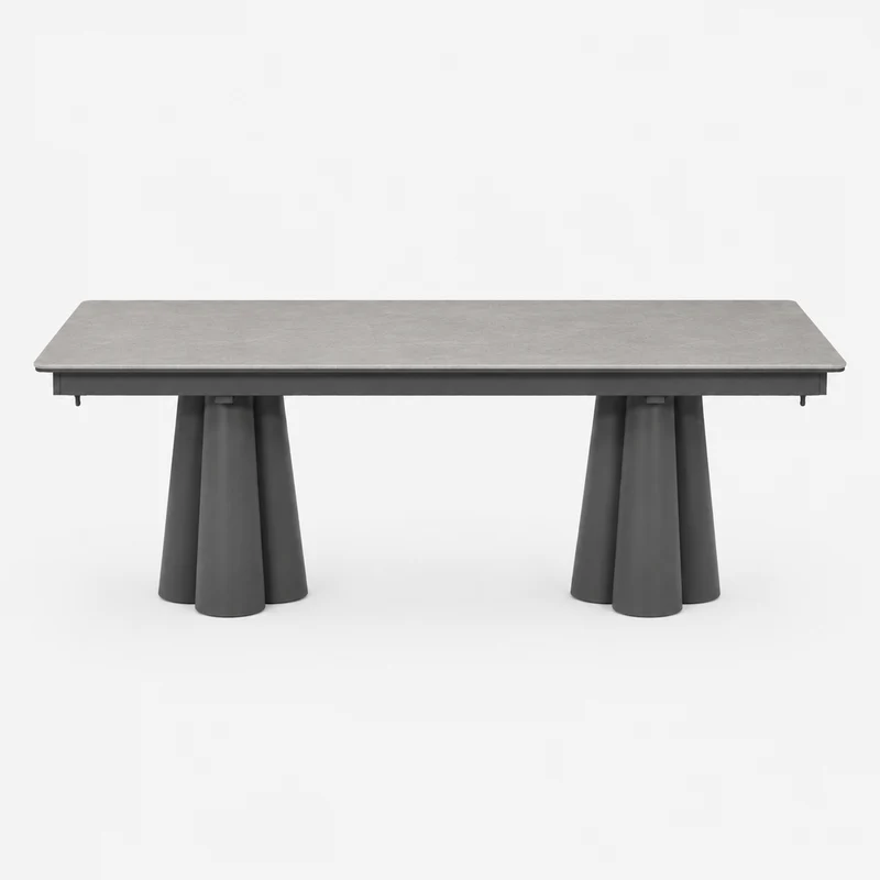 SOLENNA - Table repas outdoor Anthracite / plateau céramique Grey