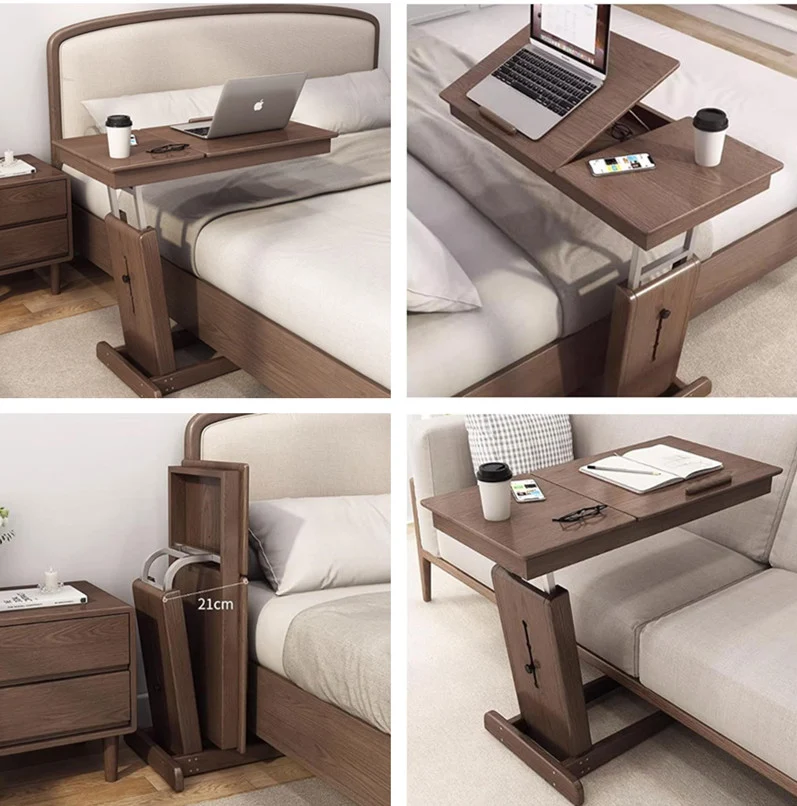 Table de bout en forme de C à hauteur réglable avec plateau inclinable
