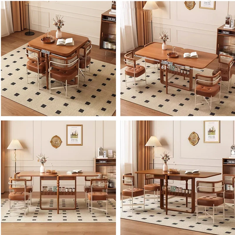 Table de salle à manger extensible en bois massif avec 4 chaises