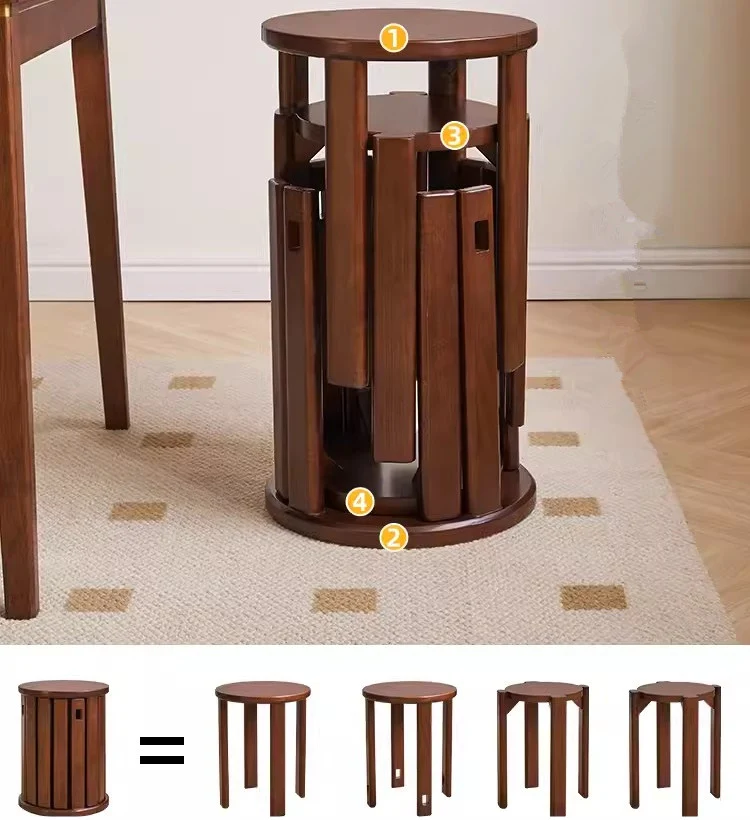 Tabourets 4 en 1 en bois massif