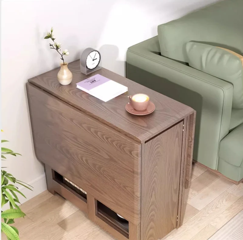 Table de salle à manger à double abattant en bois de chêne massif de 55 po et 67 po avec chaises