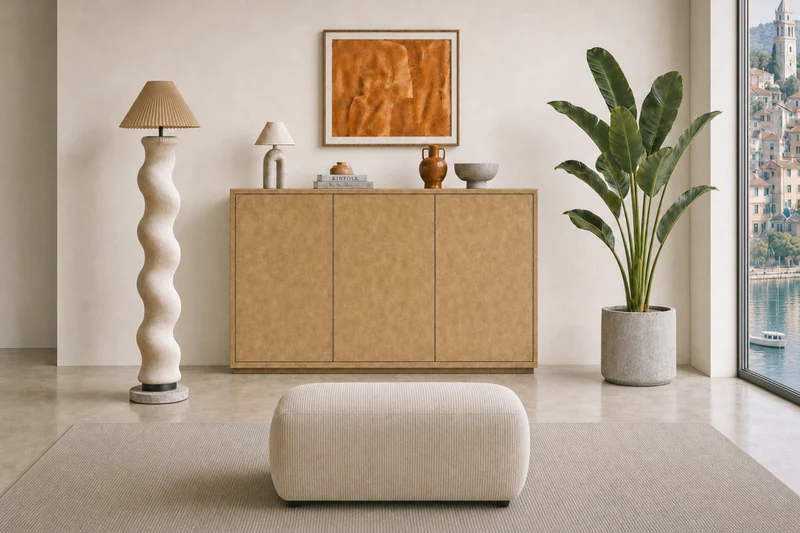PORTOFINO POUF - Petit velours côtelé