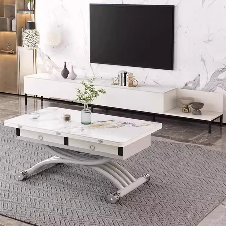 Table basse élévatrice multifonction avec tiroirs