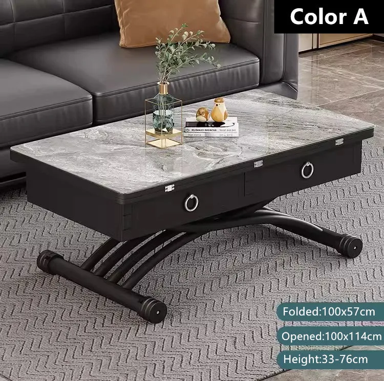 Table basse élévatrice multifonction avec tiroirs