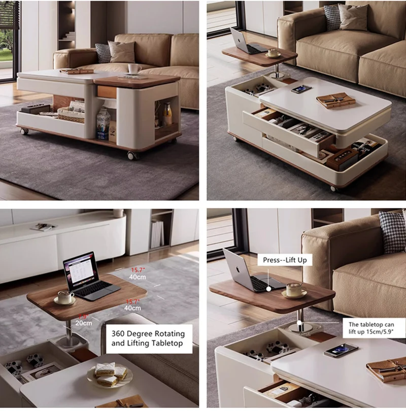 Table basse de luxe légère et rotative à dessus moderne