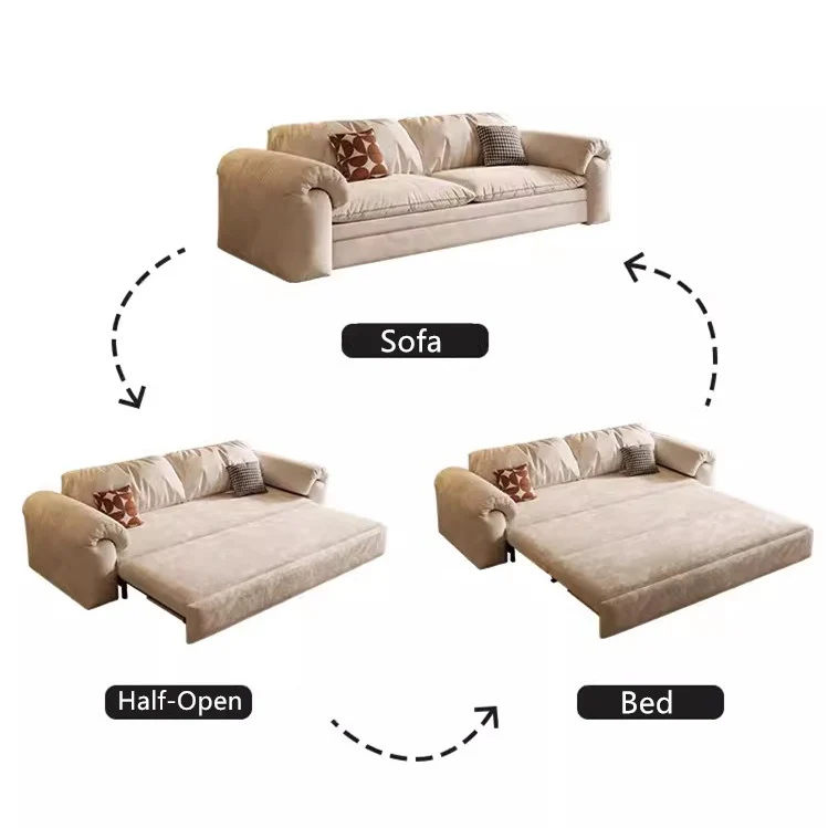 Canapé-lit multifonctionnel en tissu mat avec rangement en dessous