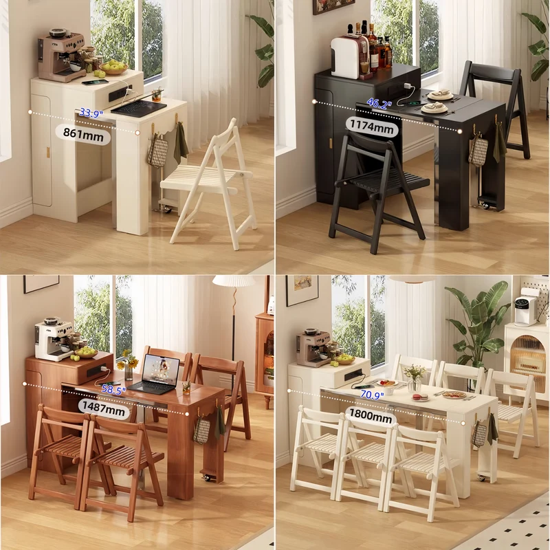 Mini table console extensible conçue pour gagner de l'espace pour les appartements et les pièces compactes