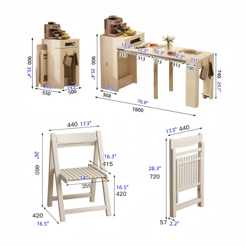 Mini table console extensible conçue pour gagner de l'espace pour les appartements et les pièces compactes