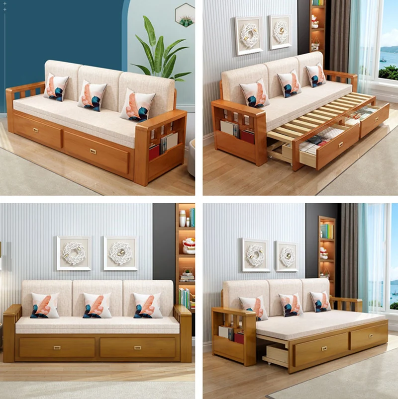 Canapé-lit moderne pleine grandeur avec matelas amovible et rangement en dessous