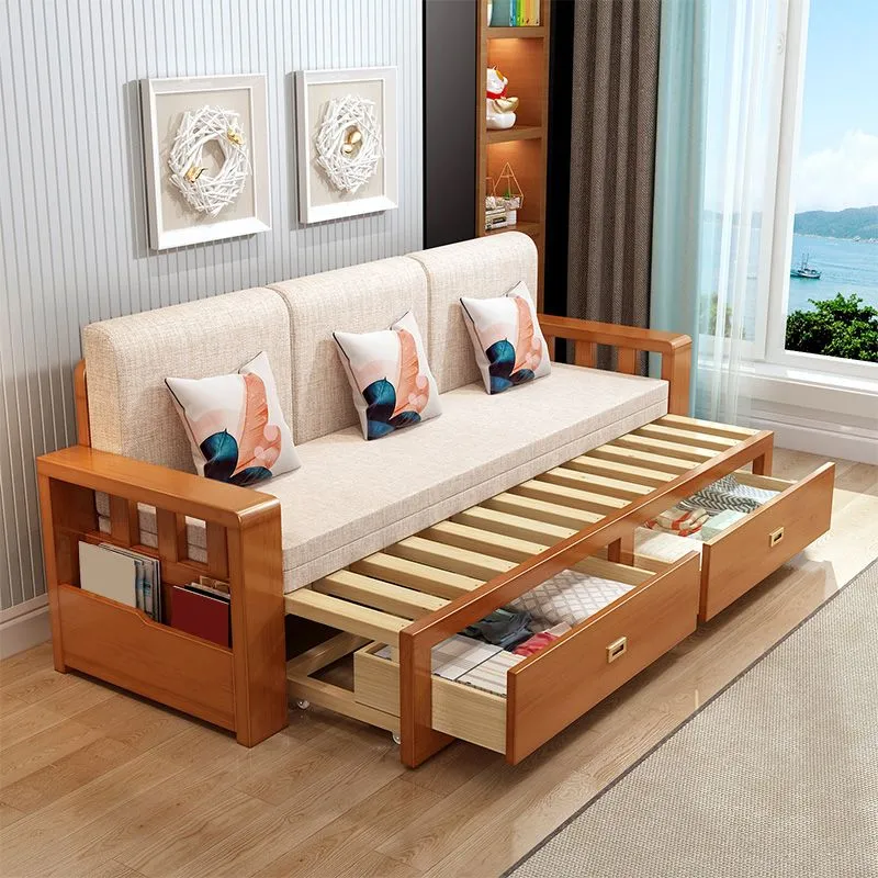 Canapé-lit moderne pleine grandeur avec matelas amovible et rangement en dessous