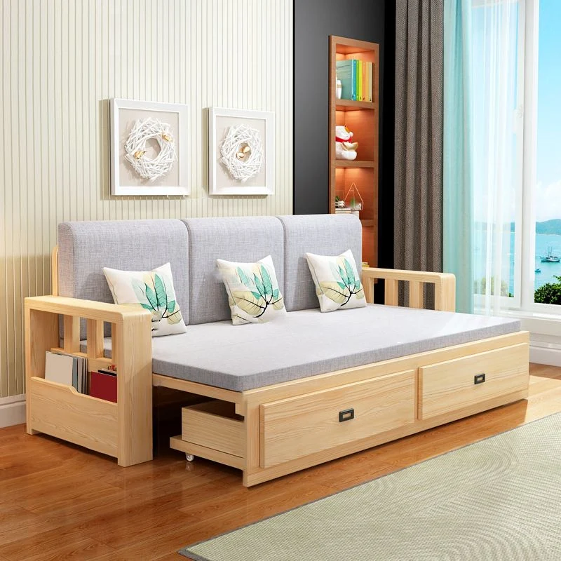 Canapé-lit moderne pleine grandeur avec matelas amovible et rangement en dessous
