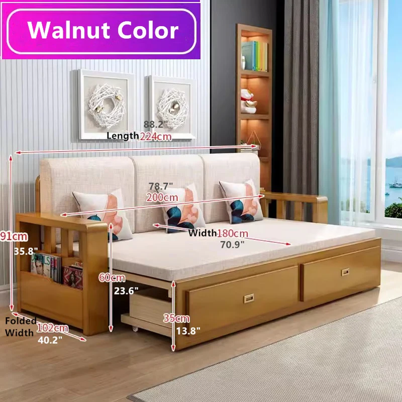 Canapé-lit moderne pleine grandeur avec matelas amovible et rangement en dessous